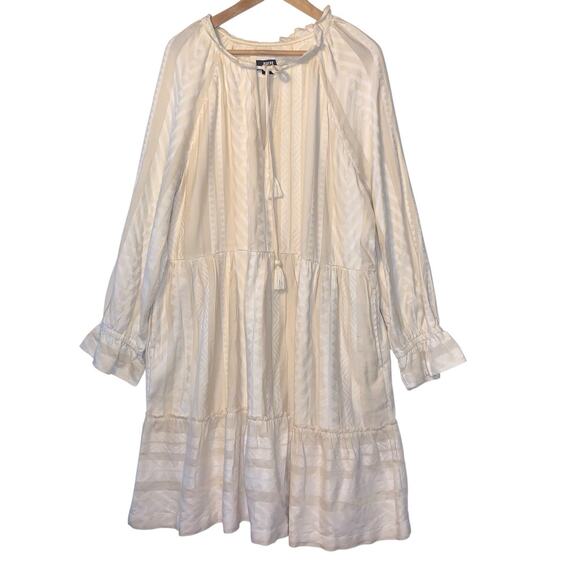 Maeve Anthropologie Dress Dominique Embroidered Tunic Ivory Womens Size XL - Picture 2 of 12